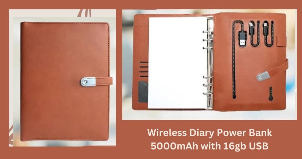 Wireless Diary Power Bank 5000mAh with 16gb USB 1 3 2