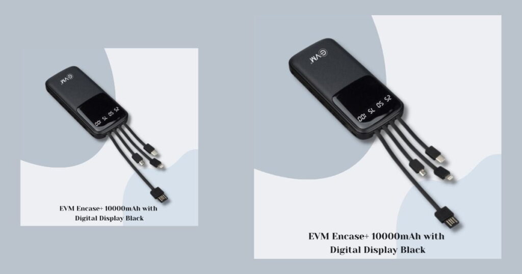 Evm Encase+ 10000mAh Power Bank with Digital Display Black 1 Evm Encase 10000mAh Power Bank with Digital Display Black 3
